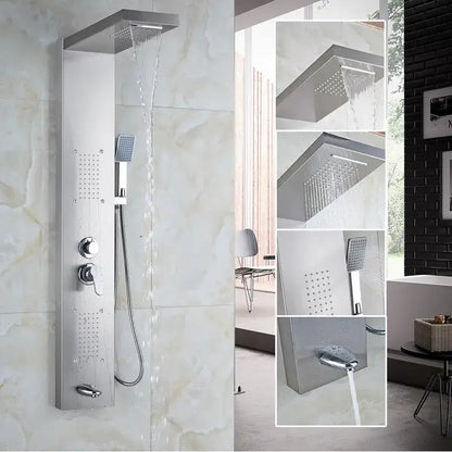 Modern chrome led panel bath faucet with massage spa jets bathroom