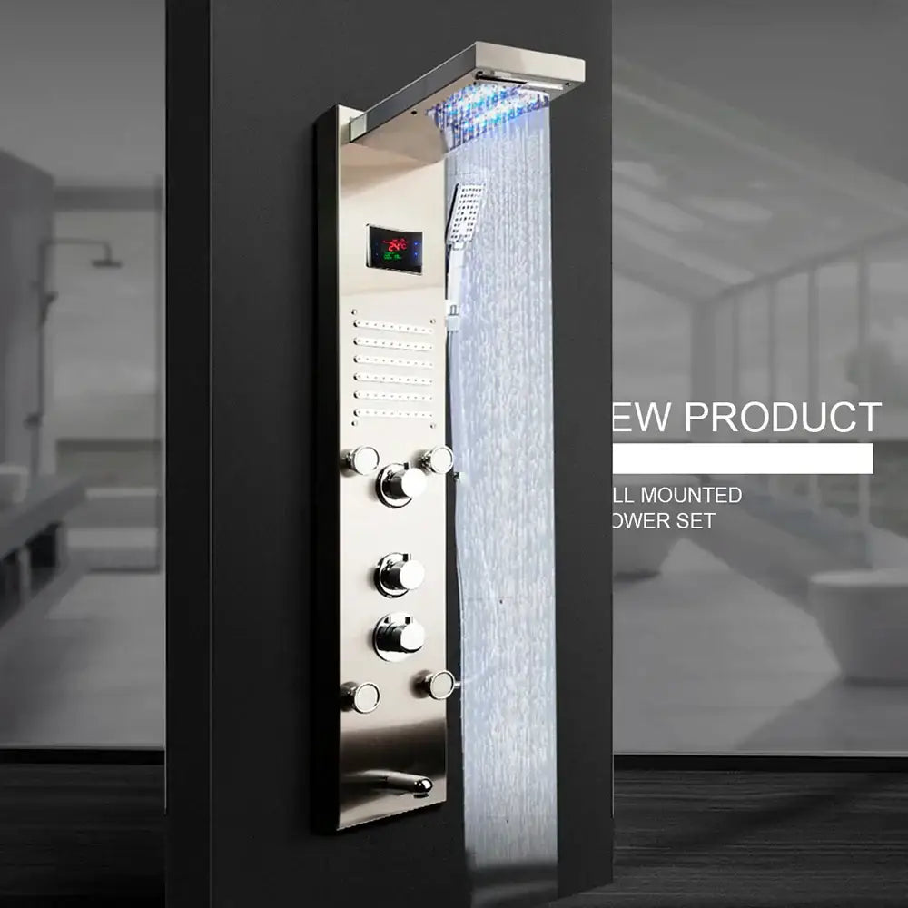 Modern chrome led panel bath faucet with massage spa jets bathroom