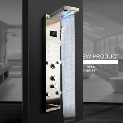 Modern chrome led panel bath faucet with massage spa jets bathroom