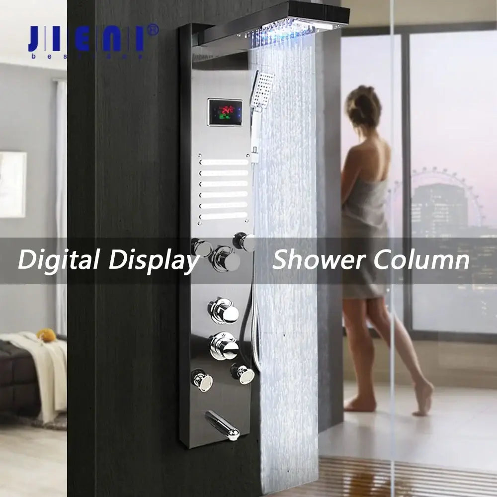 Modern chrome led panel bath faucet with massage spa jets bathroom