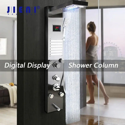 Modern chrome led panel bath faucet with massage spa jets bathroom