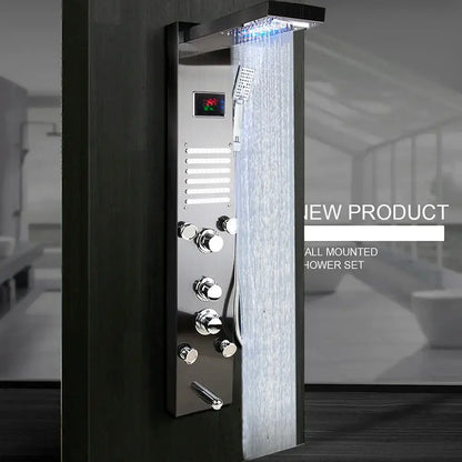 Modern chrome led panel bath faucet with massage spa jets bathroom