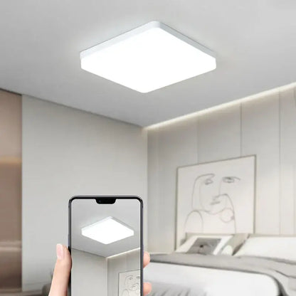 Minimalist white circular and square panel ceiling light bedroom