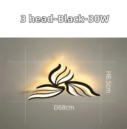 Modern black leaf panel ceiling light for living room