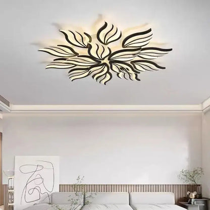 Modern black leaf panel ceiling light for living room