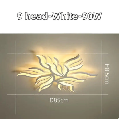 Modern black leaf panel ceiling light for living room