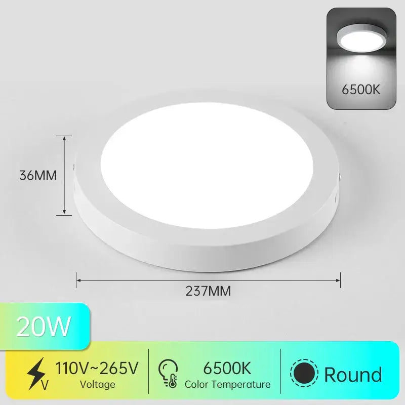 Modern white circular led panel ceiling light kitchen fixture