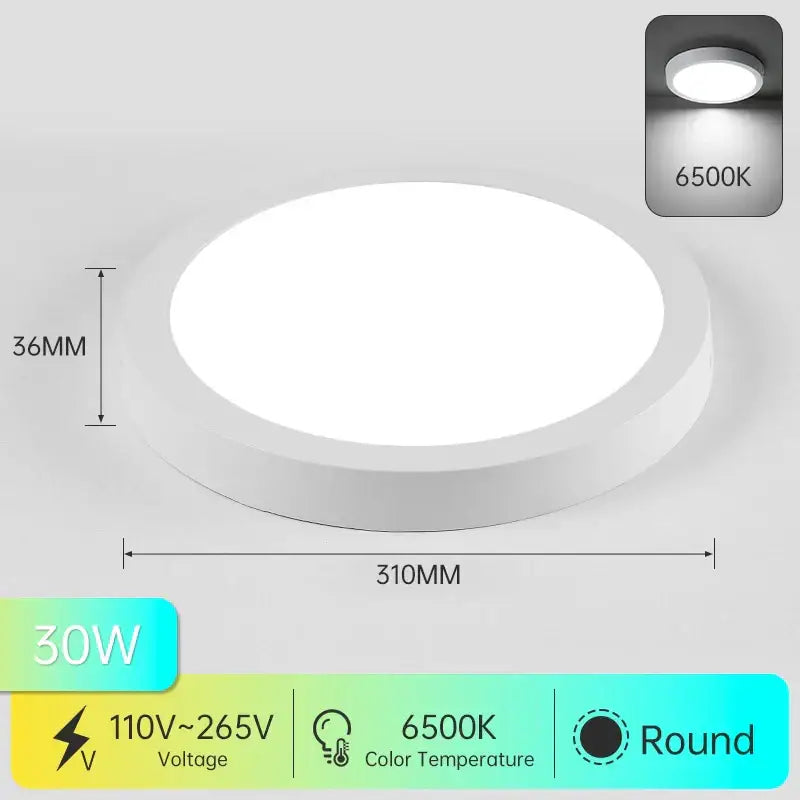 Modern white circular led panel ceiling light kitchen fixture