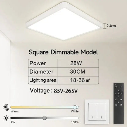 Modern white circular led panel ceiling light kitchen fixture