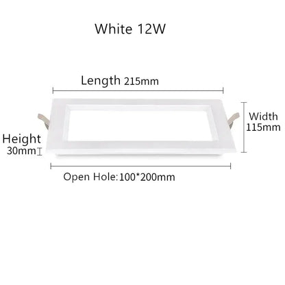 Modern rectangular white & black led panel lamp bathroom downlight