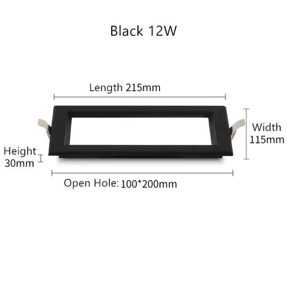 Modern rectangular white & black led panel lamp bathroom downlight