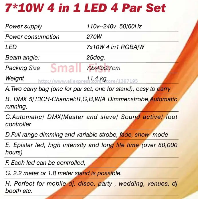 led par kit rgbw slim flat stage lights with stand and pedal