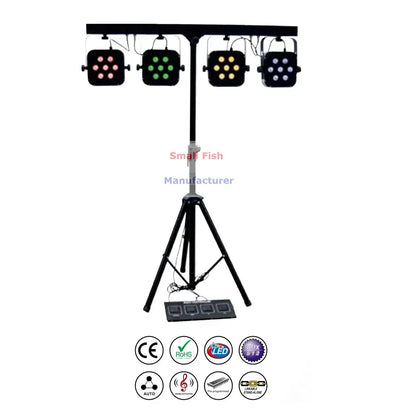 led par kit rgbw slim flat stage lights with stand and pedal