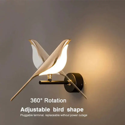 Modern minimalist gold & black bird led pendant lamp bedroom light