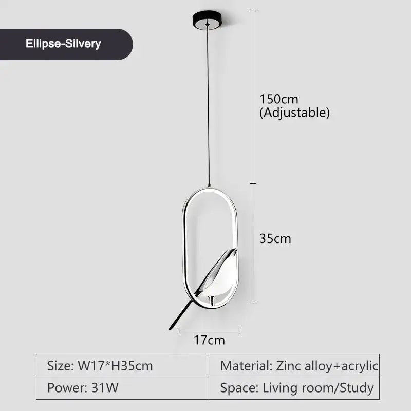 Modern minimalist gold & black bird led pendant lamp bedroom light