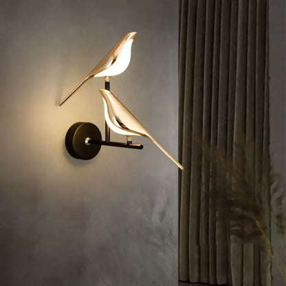 Modern minimalist gold & black bird led pendant lamp bedroom light