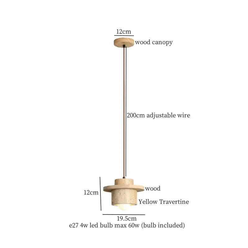 Minimalist wood and concrete led pendant lamp dining room