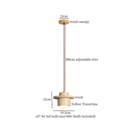 Minimalist wood and concrete led pendant lamp dining room