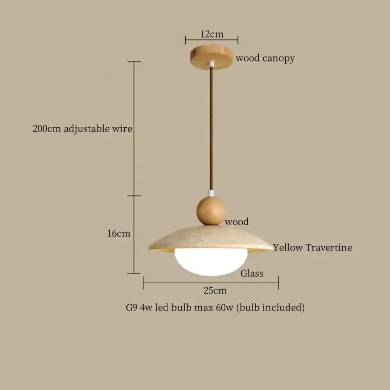 Minimalist wood and concrete led pendant lamp dining room