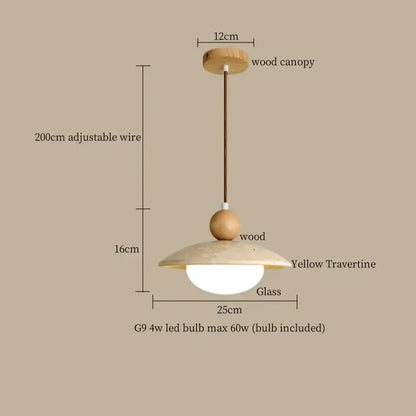 Minimalist wood and concrete led pendant lamp dining room