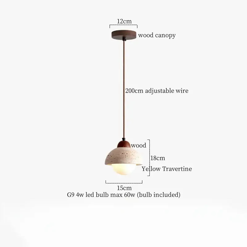 Minimalist wood and concrete led pendant lamp dining room