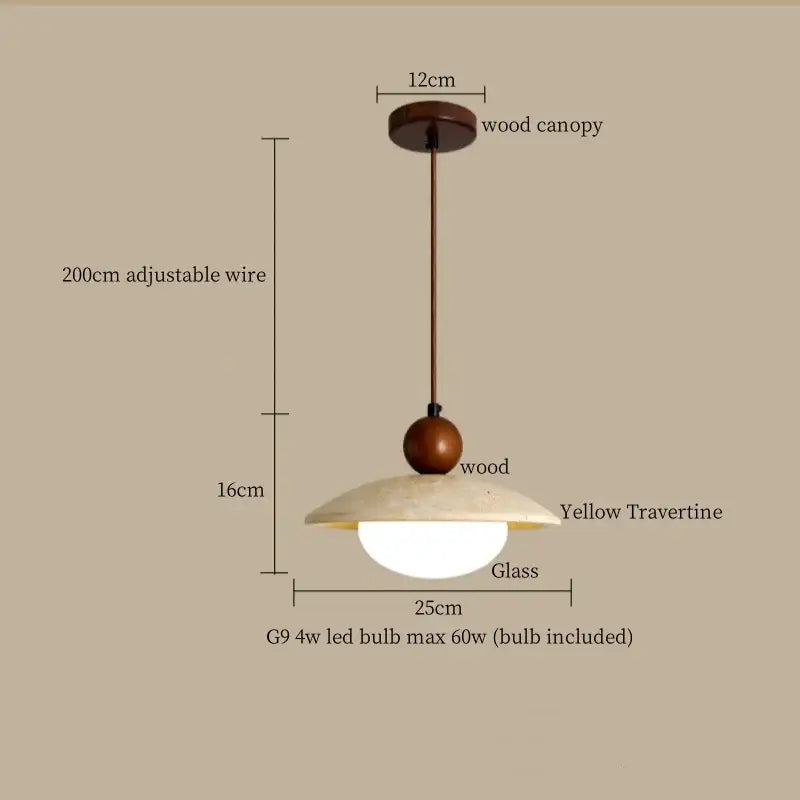 Minimalist wood and concrete led pendant lamp dining room