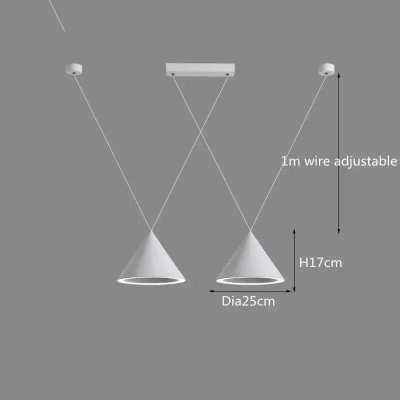 Minimalist black conical led pendant lamp for kitchen island