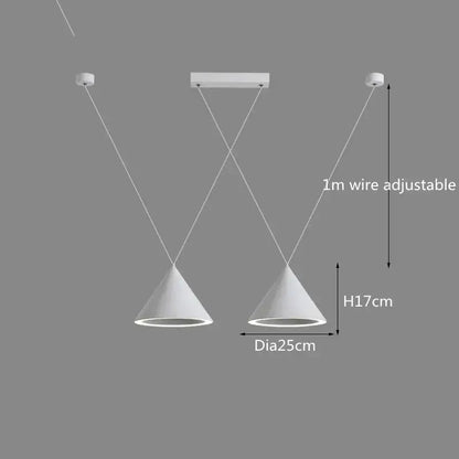 Minimalist black conical led pendant lamp for kitchen island