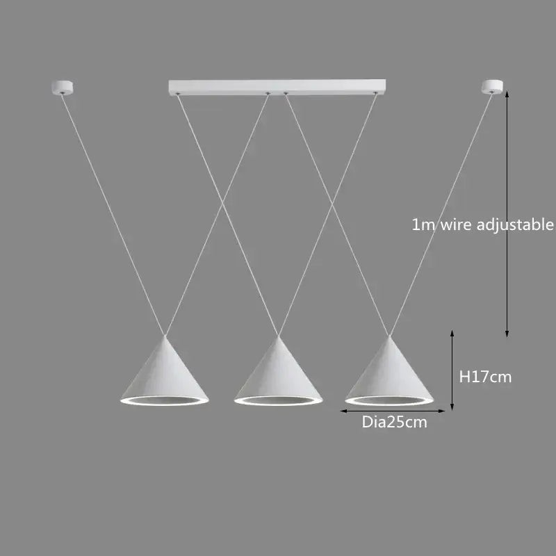 Minimalist black conical led pendant lamp for kitchen island