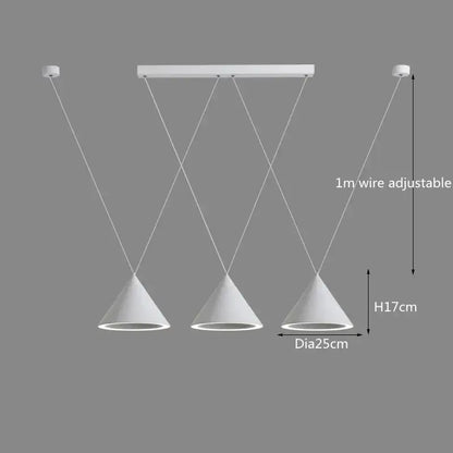 Minimalist black conical led pendant lamp for kitchen island