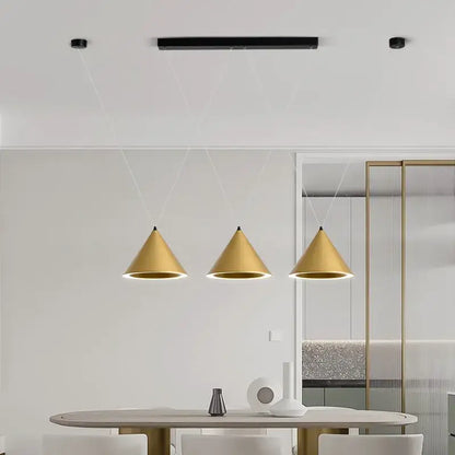 Minimalist black conical led pendant lamp for kitchen island