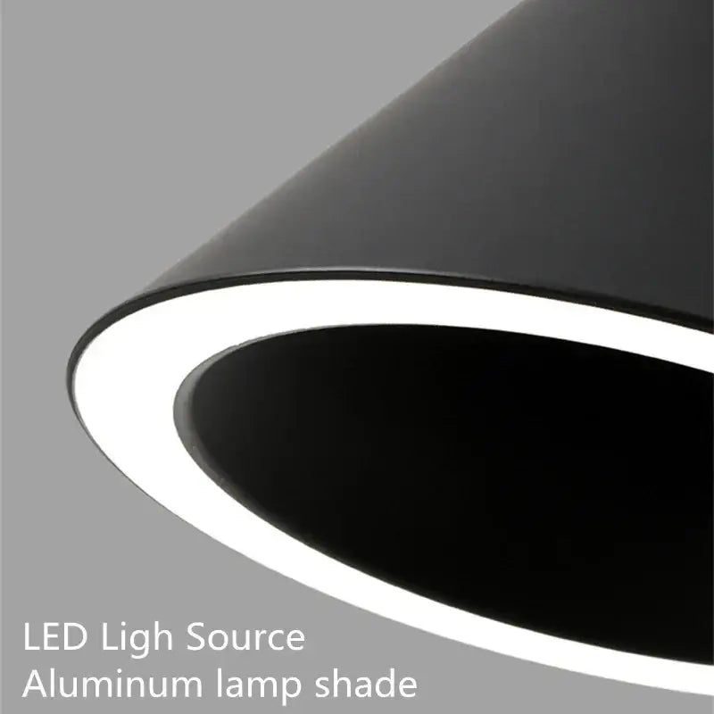 Minimalist black conical led pendant lamp for kitchen island