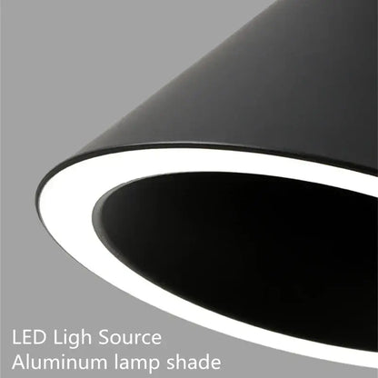 Minimalist black conical led pendant lamp for kitchen island