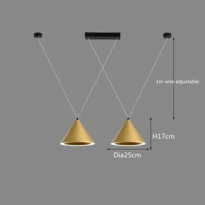 Minimalist black conical led pendant lamp for kitchen island