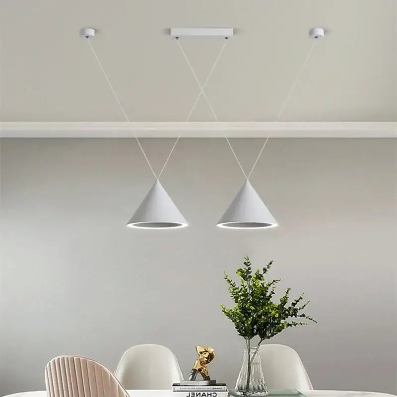 Minimalist black conical led pendant lamp for kitchen island