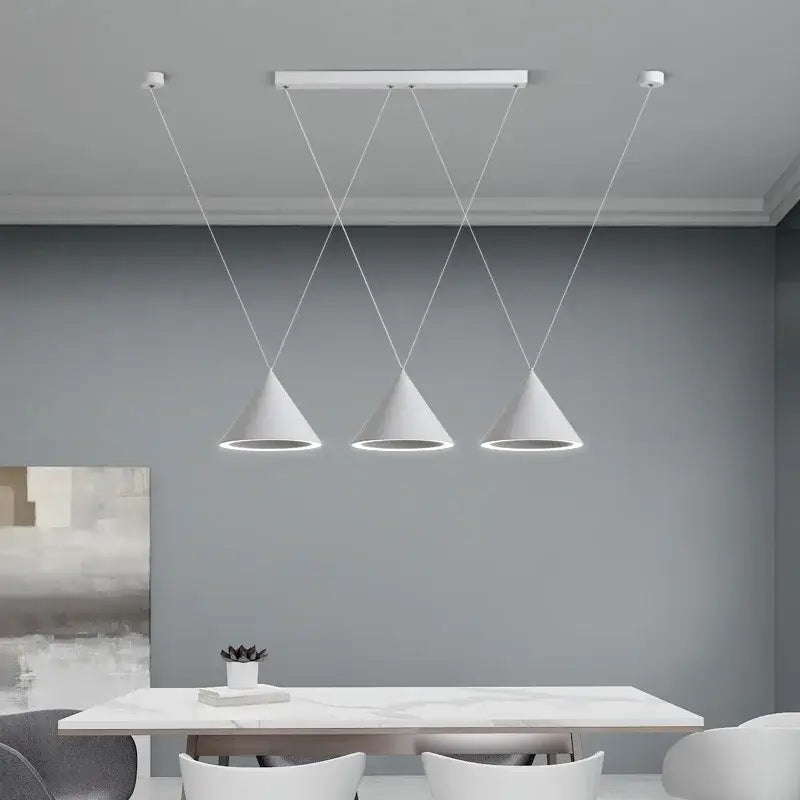 Minimalist black conical led pendant lamp for kitchen island