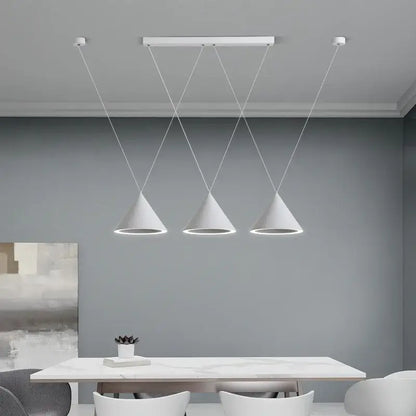 Minimalist black conical led pendant lamp for kitchen island