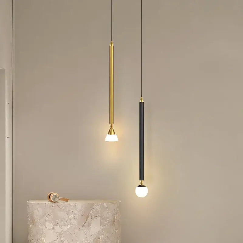 Minimalist black & gold led pendant lamp for bedroom living room