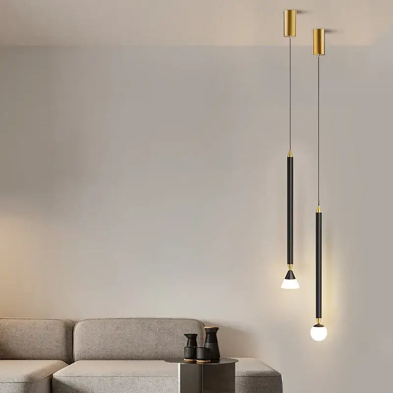 Minimalist black & gold led pendant lamp for bedroom living room