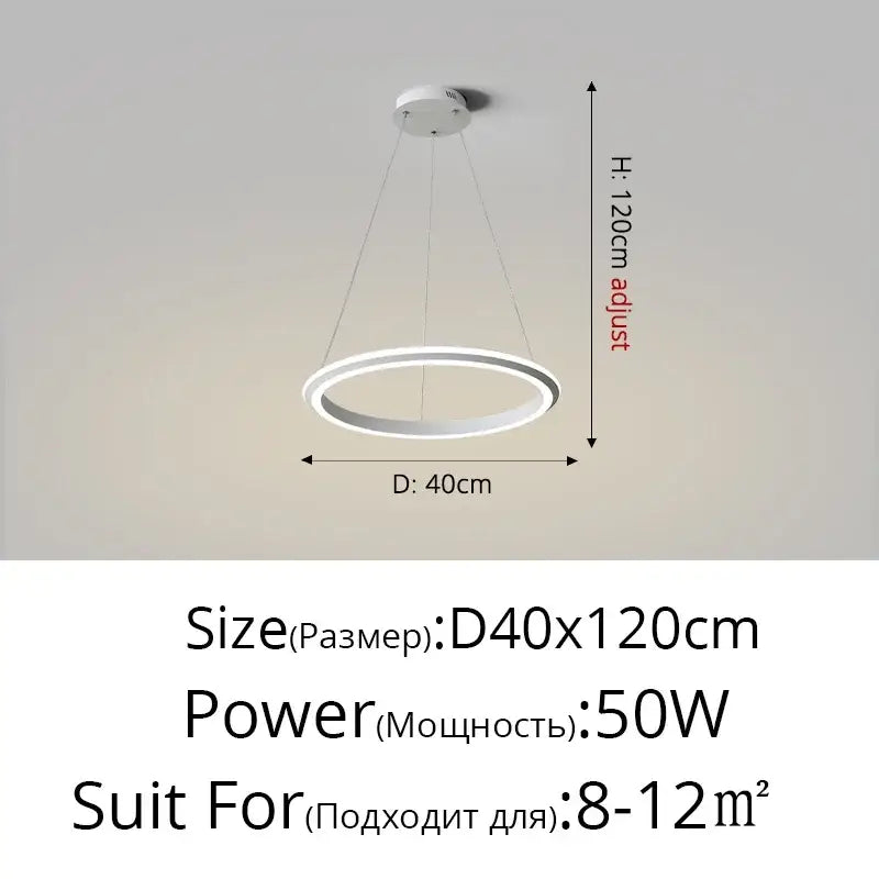 Modern minimalist white circular led pendant lamp for bedroom