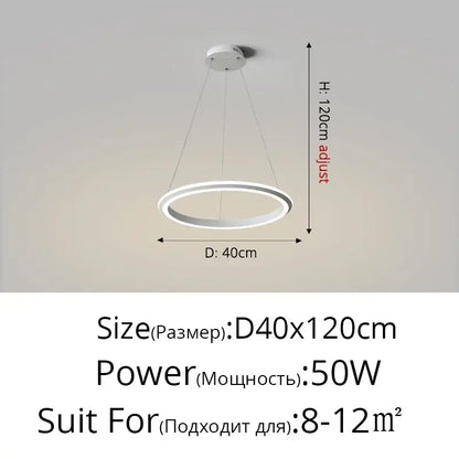 Modern minimalist white circular led pendant lamp for bedroom