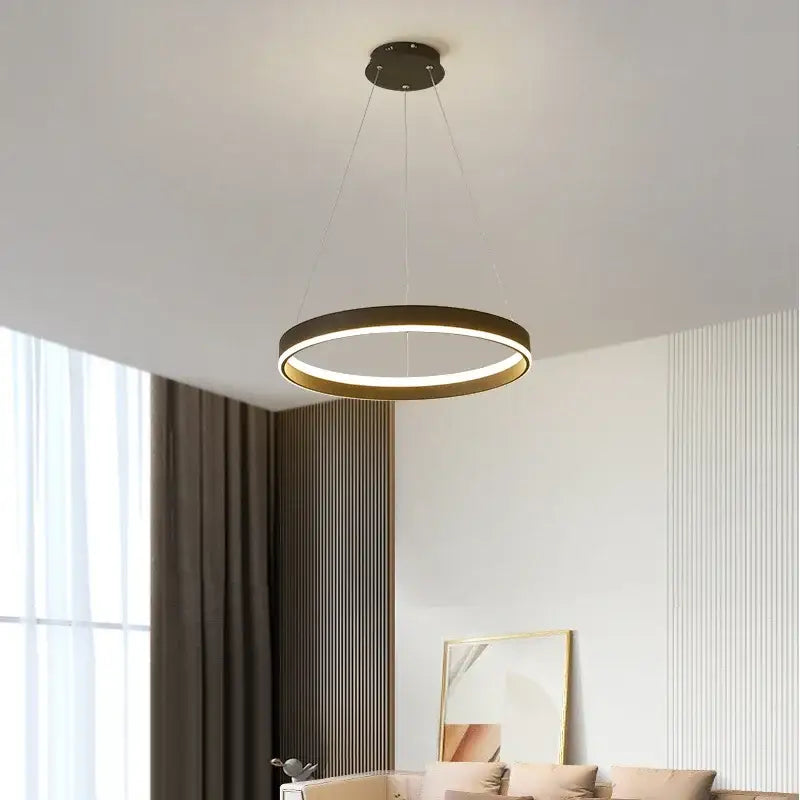 Modern minimalist white circular led pendant lamp for bedroom