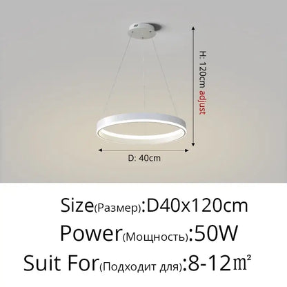 Modern minimalist white circular led pendant lamp for bedroom