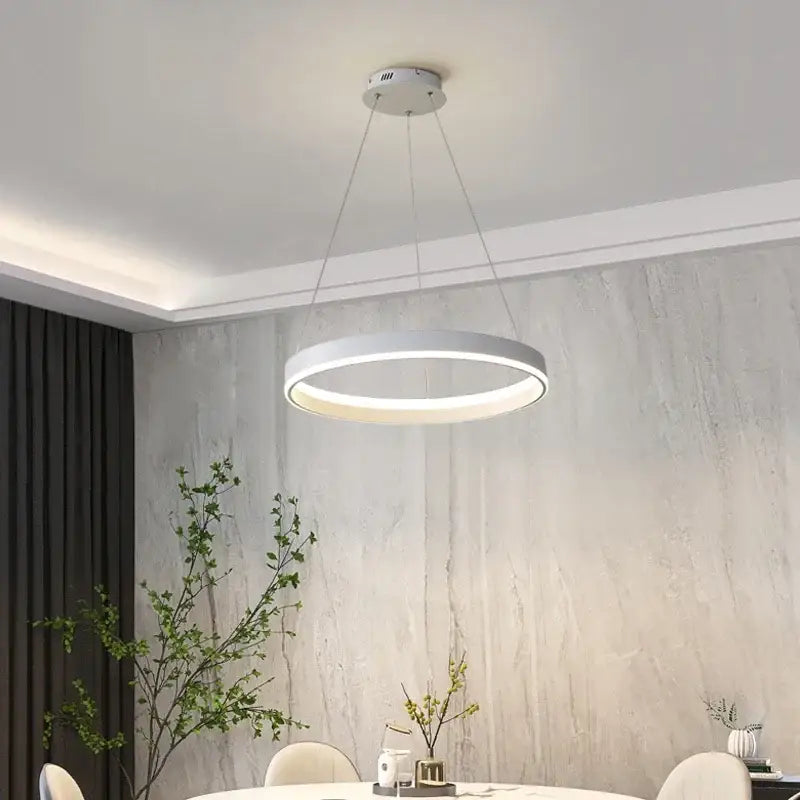 Modern minimalist white circular led pendant lamp for bedroom
