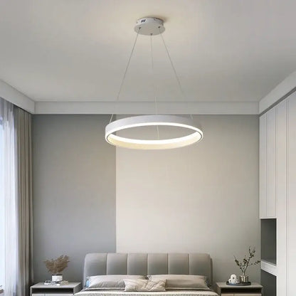 Modern minimalist white circular led pendant lamp for bedroom