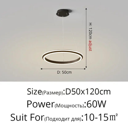Modern minimalist white circular led pendant lamp for bedroom