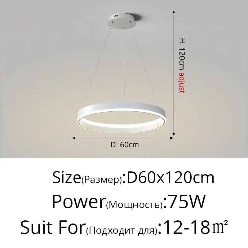 Modern minimalist white circular led pendant lamp for bedroom