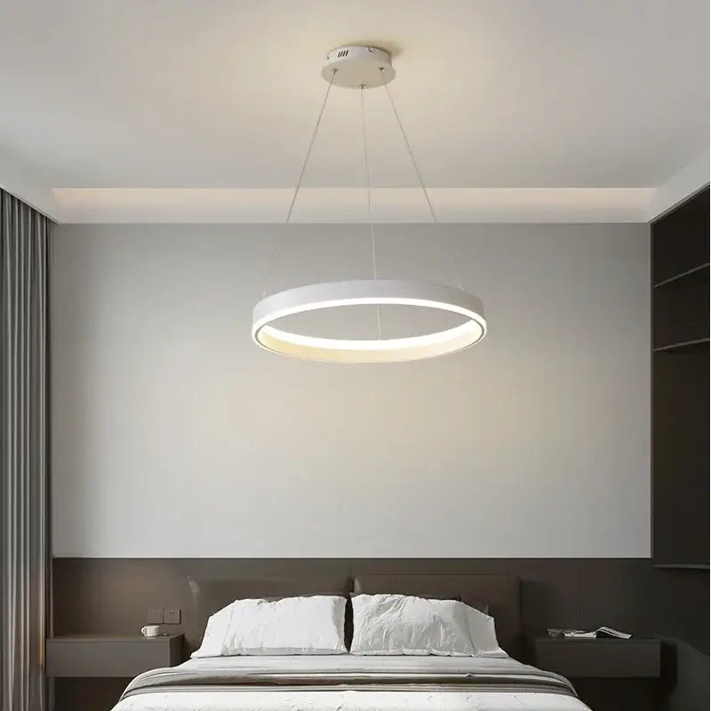 Modern minimalist white circular led pendant lamp for bedroom