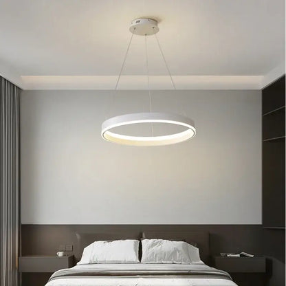 Modern minimalist white circular led pendant lamp for bedroom