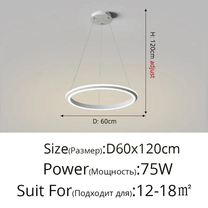 Modern minimalist white circular led pendant lamp for bedroom